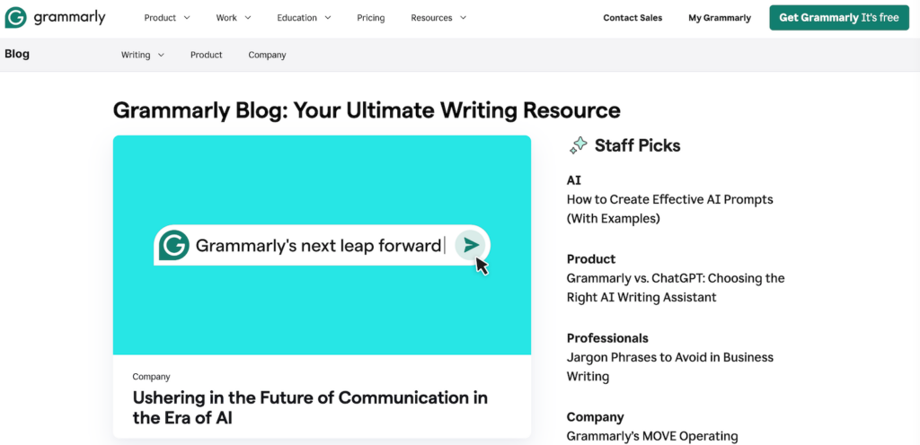 Grammarly blog writing resources