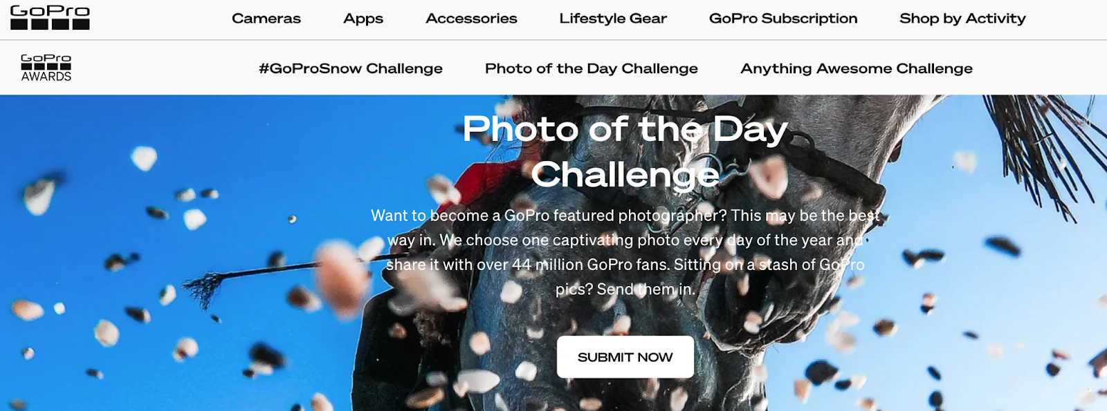 Landing page for GoPro's "Photo of the Day" campaign