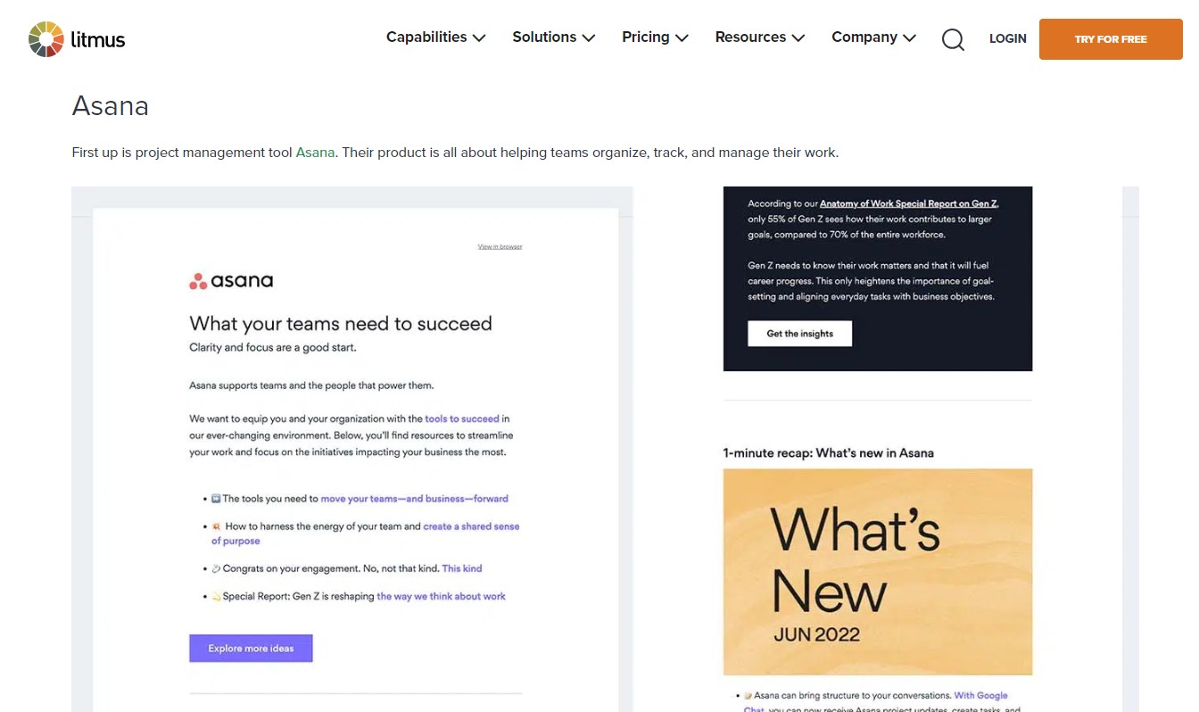 Litmus' review of Asana's email marketing